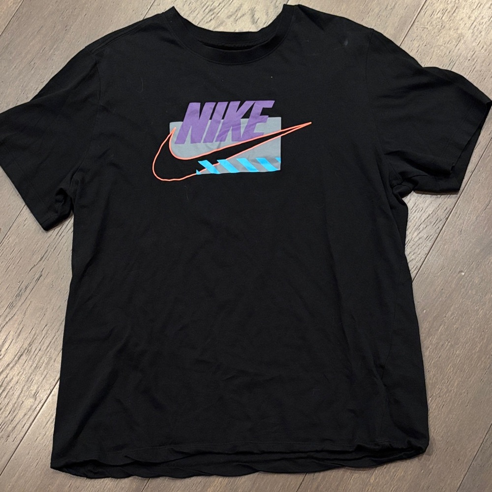 Nike Black Tee with Purple and Blue Graphic